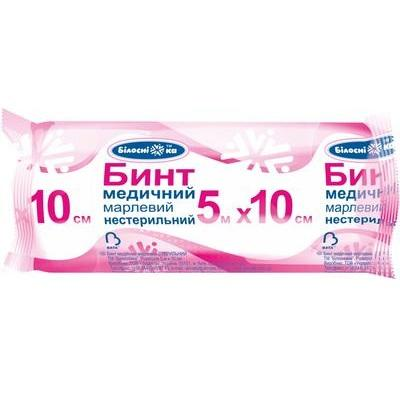 Бинт марлевий медичний нестерильний 10см х 5м, тип марлі 17 (4820180240500)